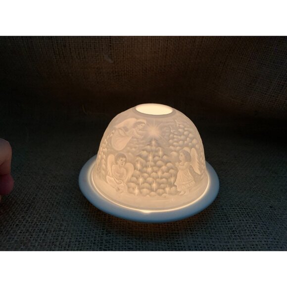 Lithopane Fairy Light Snowmen Angels Christmas Winter Scene by Seagull - Picture 10 of 16